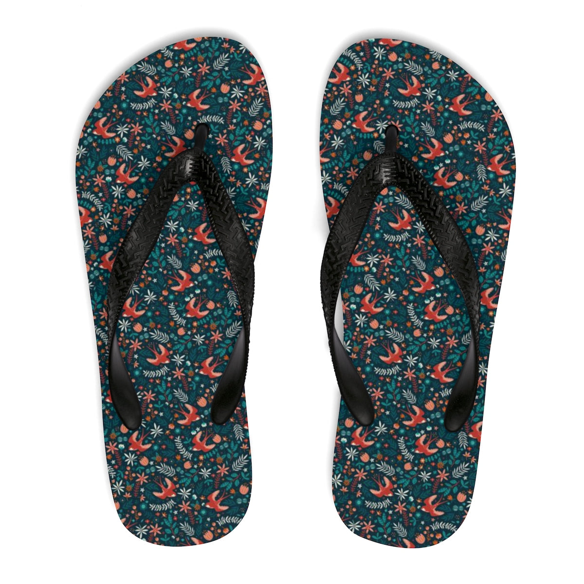 Floral Unisex Flip-Flops-Shoes-PureDesignTees