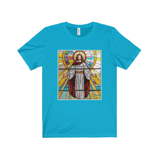 Jesus Stained Glass Unisex Jersey Short Sleeve Tee-T-Shirt-PureDesignTees