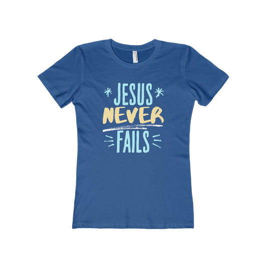 Jesus Never Fails Women's The Boyfriend Tee-T-Shirt-PureDesignTees