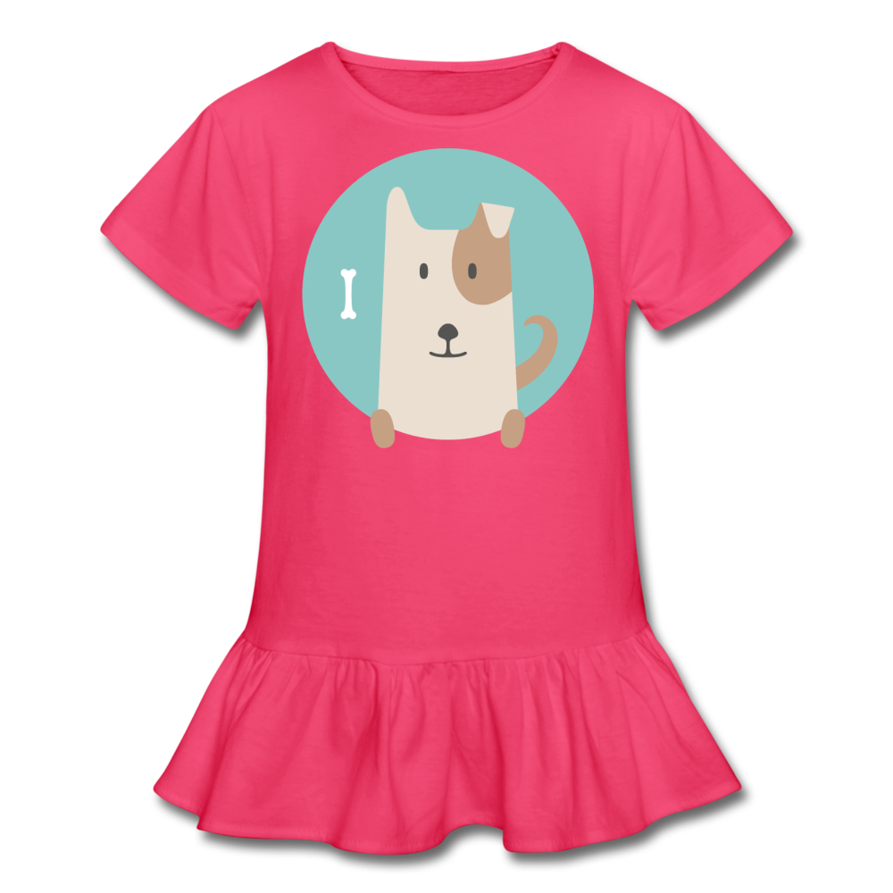 I Dog in Circle Girl’s Ruffle T-Shirt-Girl’s Ruffle T-Shirt-PureDesignTees