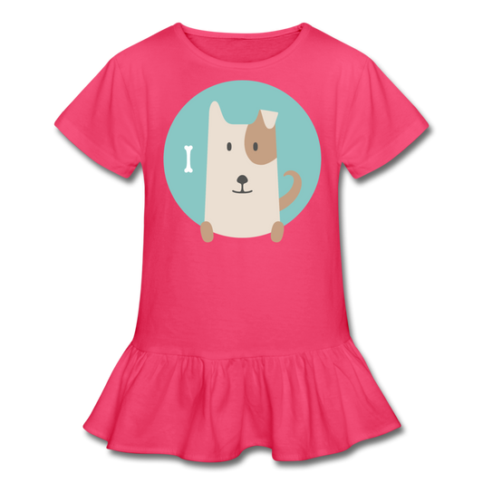 I Dog in Circle Girl’s Ruffle T-Shirt-Girl’s Ruffle T-Shirt-PureDesignTees