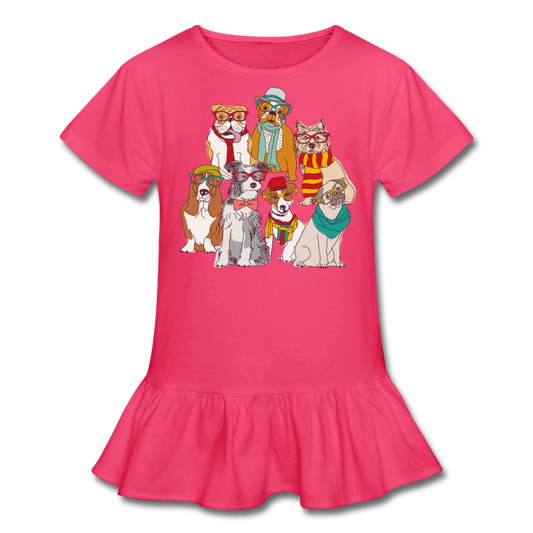 Smart Dogs Girl’s Ruffle T-Shirt-Girl’s Ruffle T-Shirt-PureDesignTees