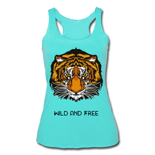 Wild and Free Tiger Women’s Tri-Blend Racerback Tank-Women’s Tri-Blend Racerback Tank-PureDesignTees