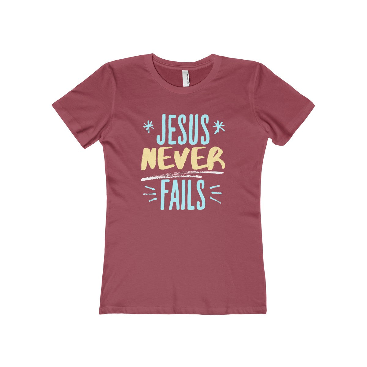 Jesus Never Fails Women's The Boyfriend Tee-T-Shirt-PureDesignTees
