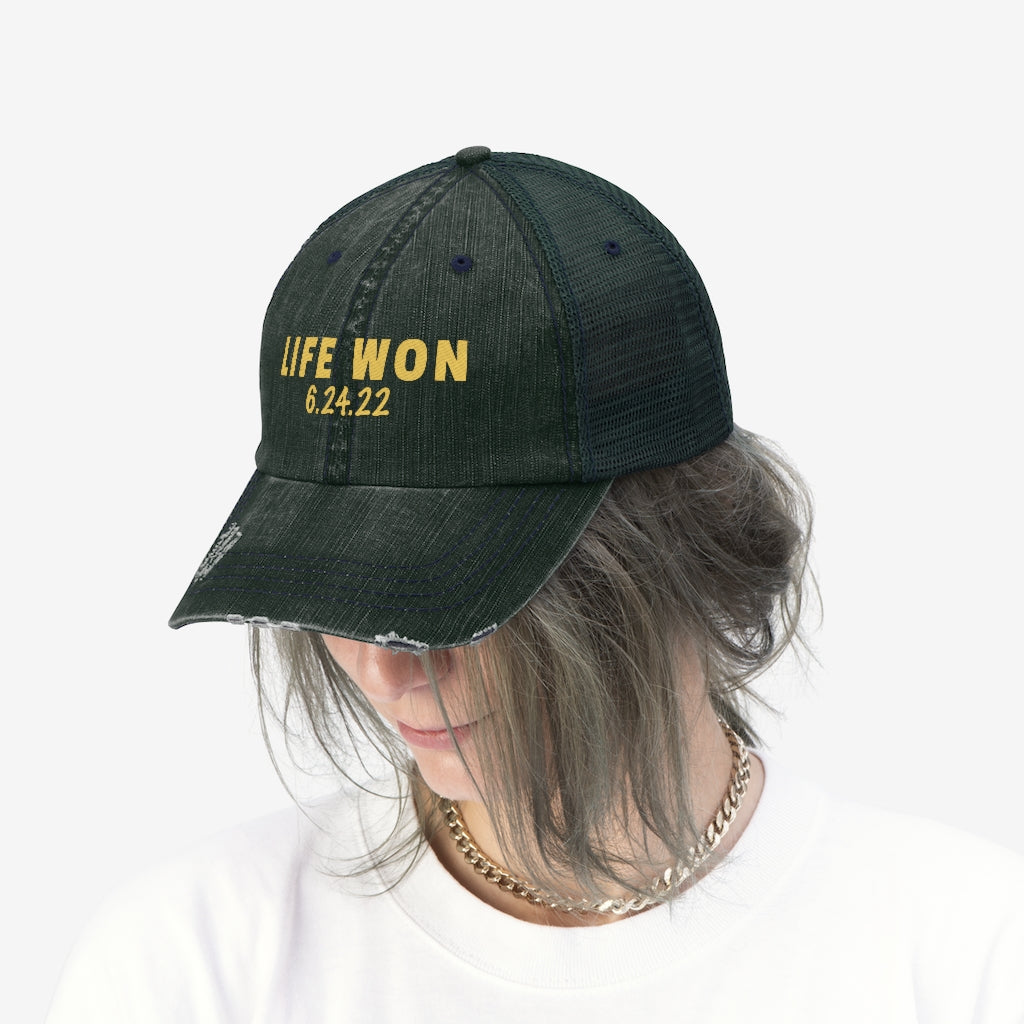 Life Won 6.24.22 Prolife Embroidered Unisex Trucker Cap-Hats-PureDesignTees