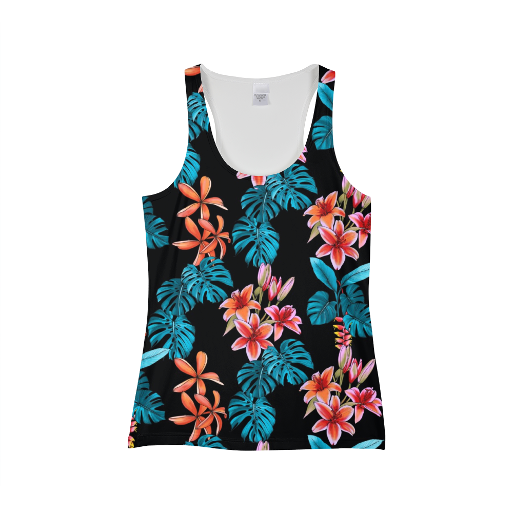 Tropical Floral Women's Tank-cloth-PureDesignTees
