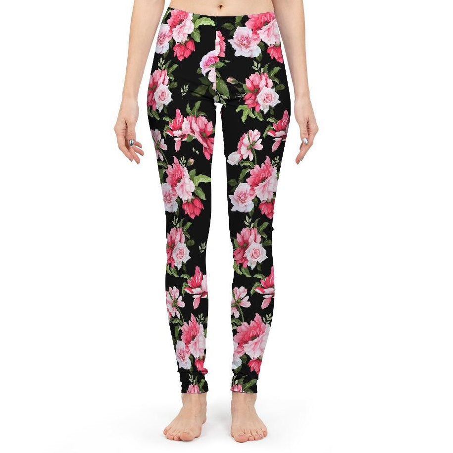 Peony Floral Print Women's Yoga Pant-cloth-PureDesignTees