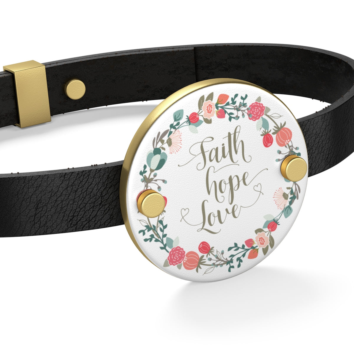 Faith Hope Love Leather Bracelet-Accessories-PureDesignTees