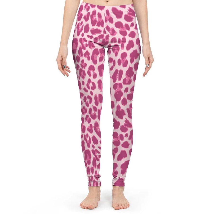 Animal Print Pink Combo Women's Yoga Pant-cloth-PureDesignTees