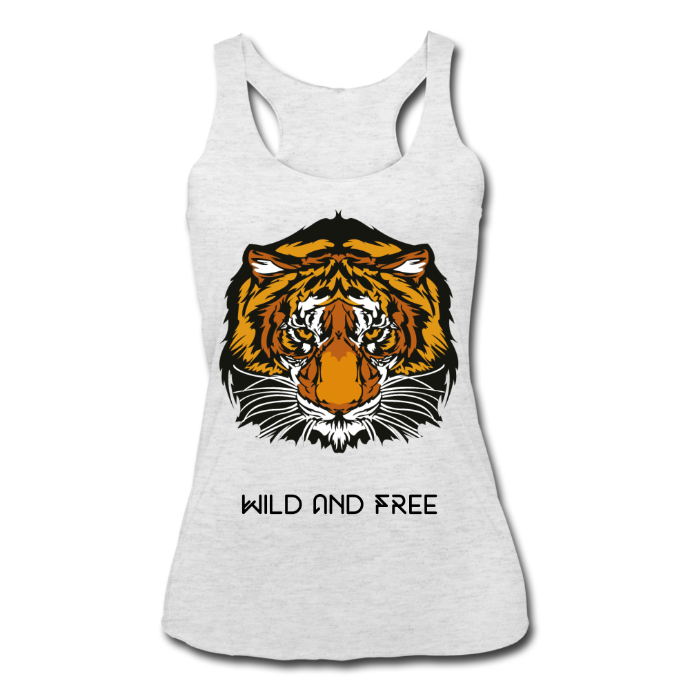 Wild and Free Tiger Women’s Tri-Blend Racerback Tank-Women’s Tri-Blend Racerback Tank-PureDesignTees