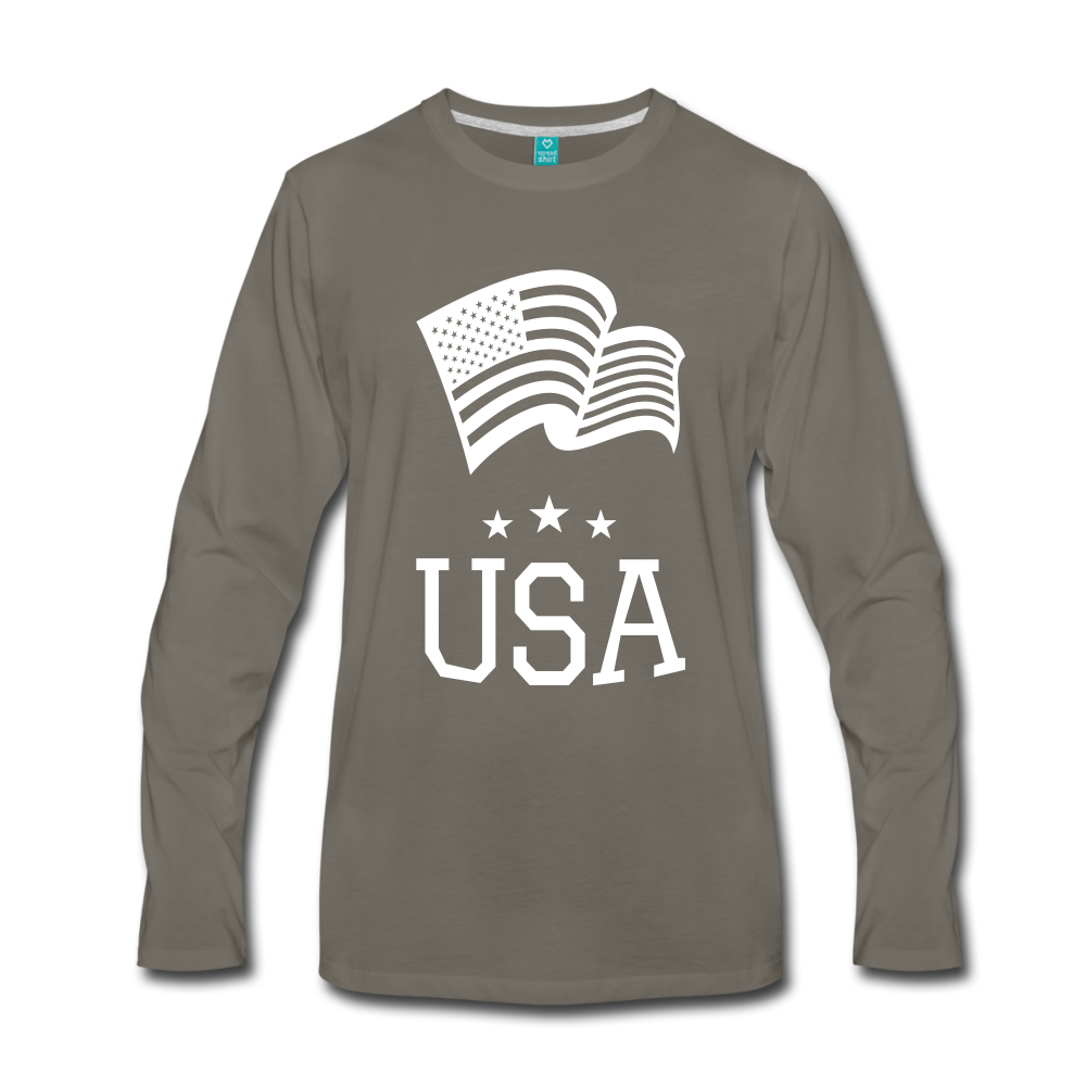 Flag and USA Men's Premium Long Sleeve T-Shirt-Men's Premium Long Sleeve T-Shirt-PureDesignTees