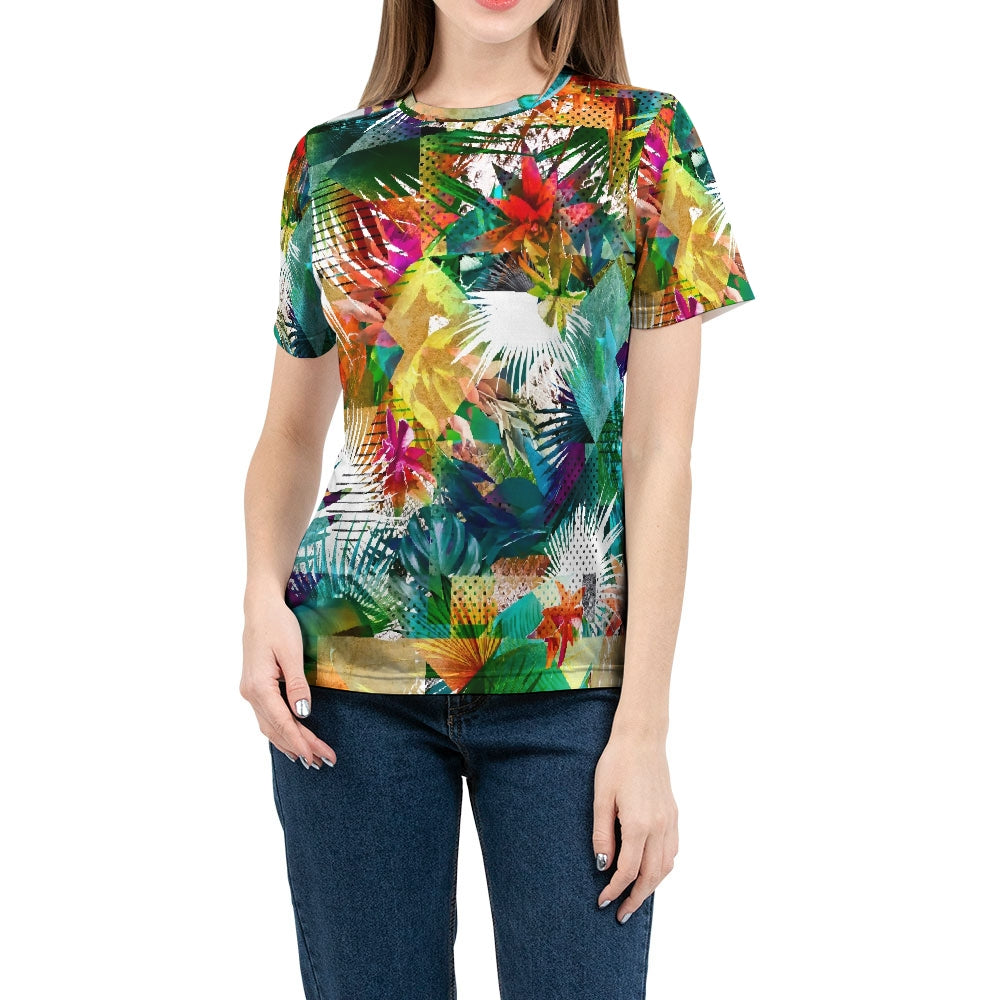 Tropical Color Riot Women's All Over Print Tee-cloth-PureDesignTees