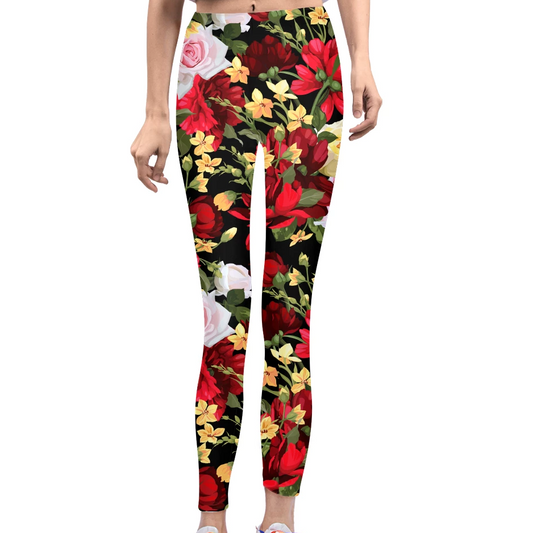Flowers Women's Yoga Pant-cloth-PureDesignTees