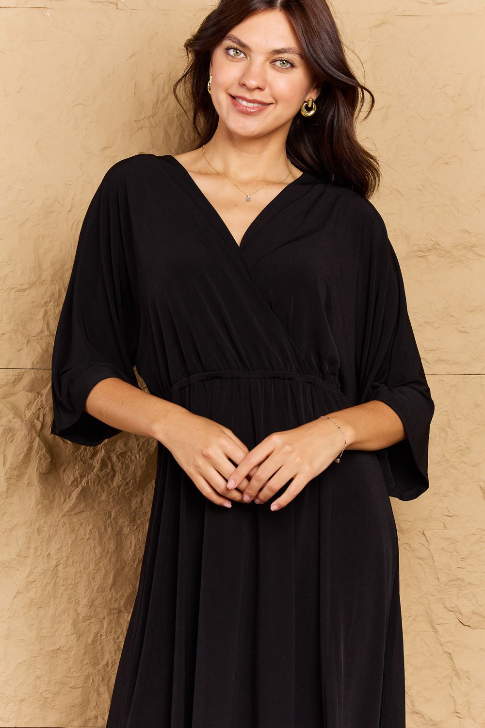 Beautiful and Versatile Midi Black Dress for any Occasion-Midi Dress-PureDesignTees