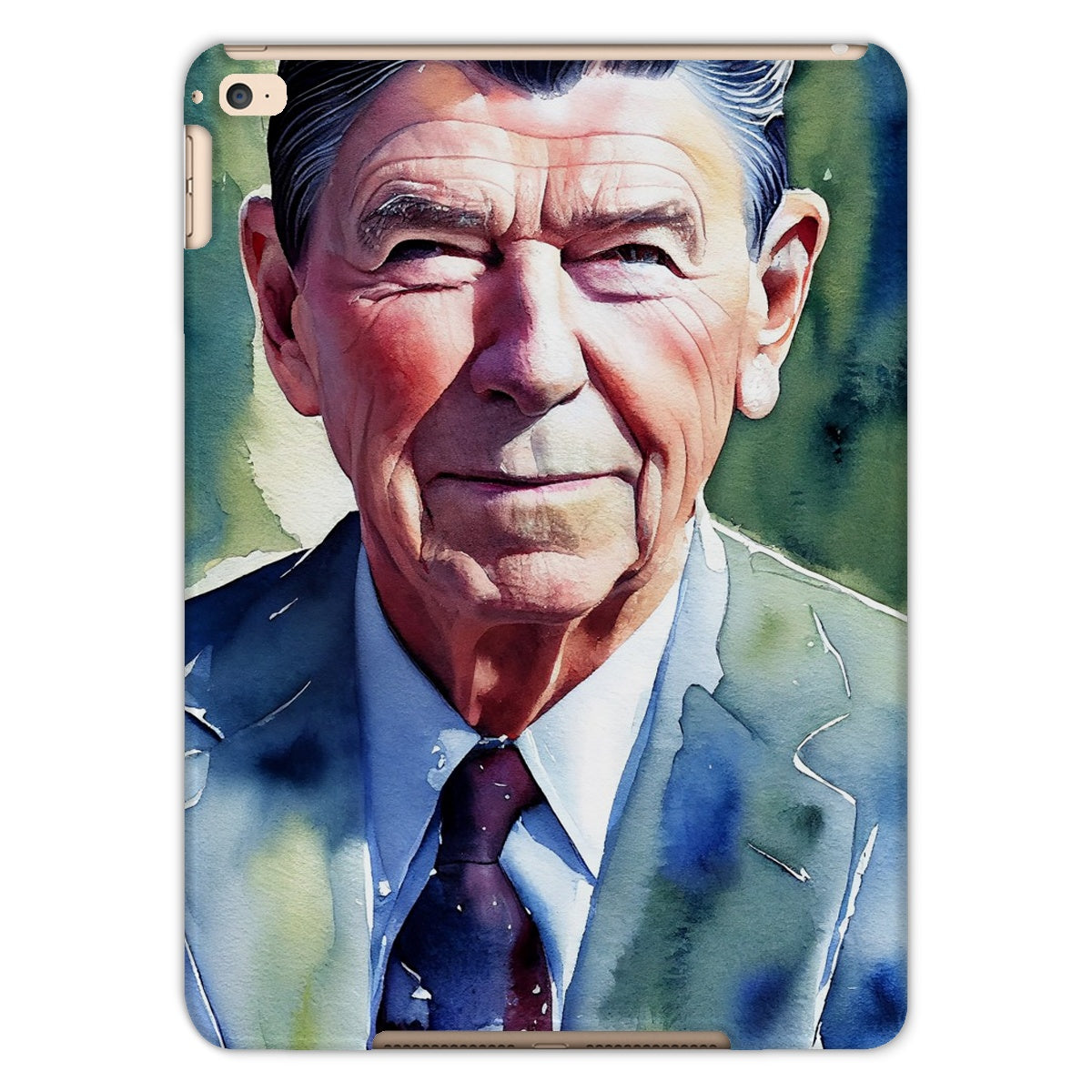 Ronald Reagan Watercolor Portrait Tablet Cases-Phone & Tablet Cases-PureDesignTees