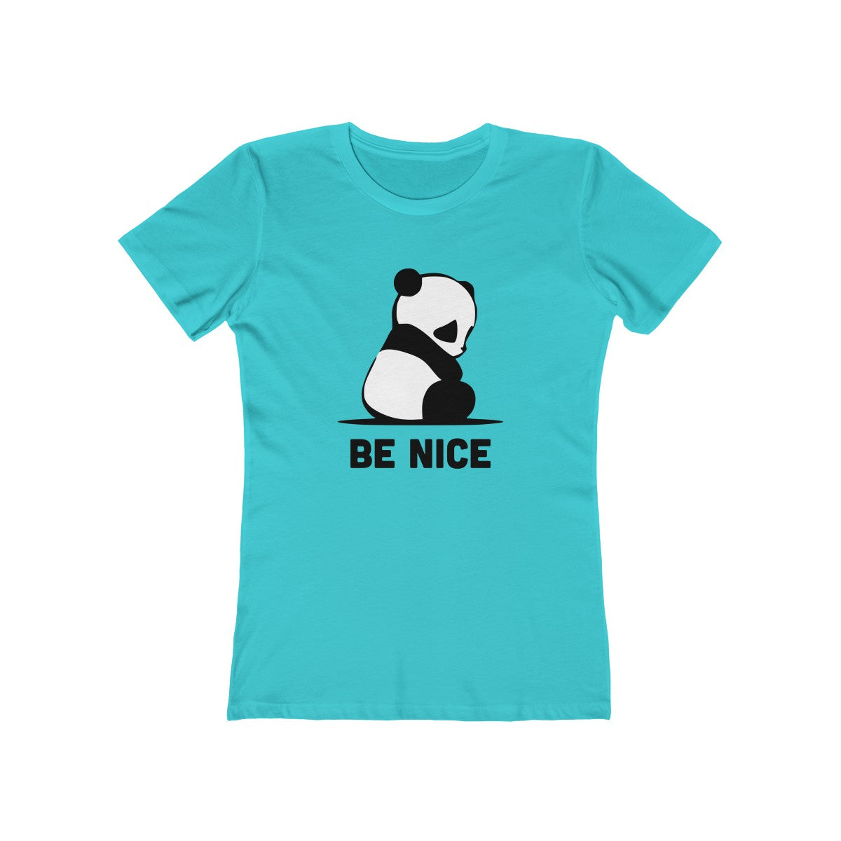 Super Cute Sad Panda Be Nice Women's The Boyfriend Tee-T-Shirt-PureDesignTees