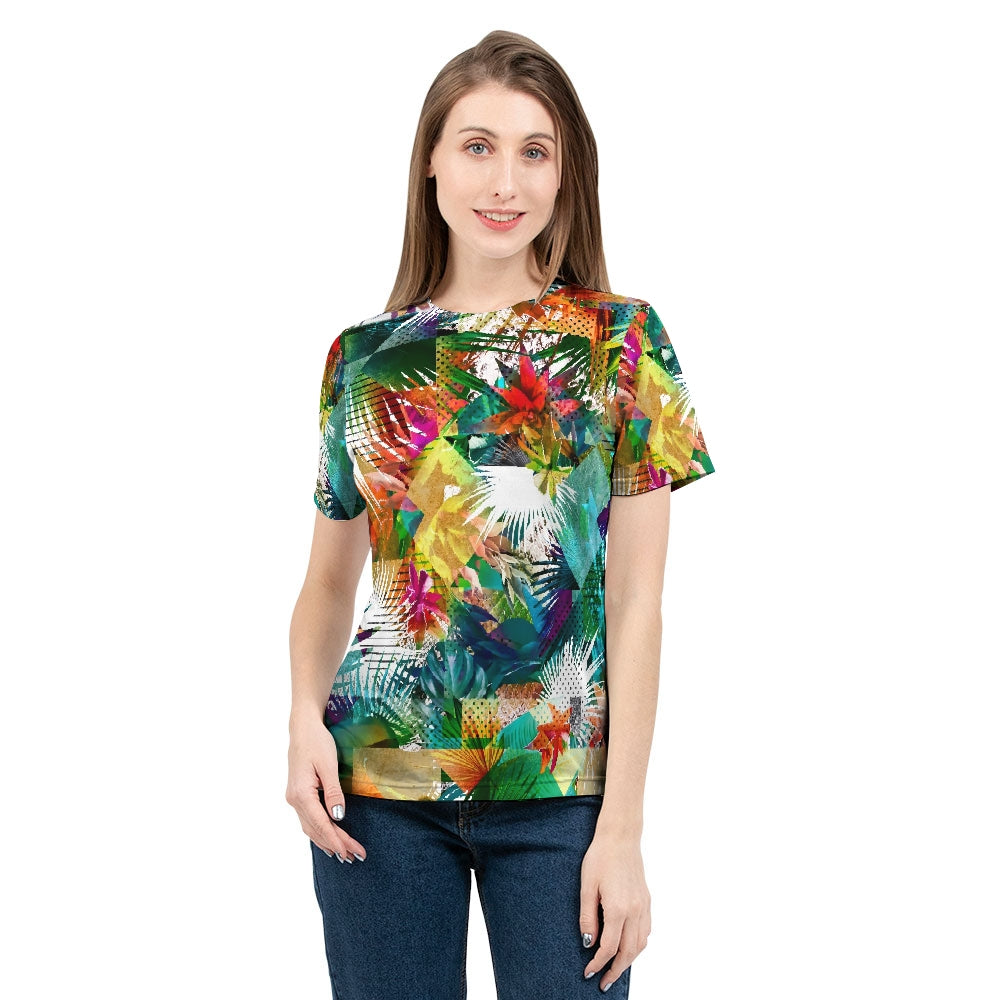 Tropical Color Riot Women's All Over Print Tee-cloth-PureDesignTees