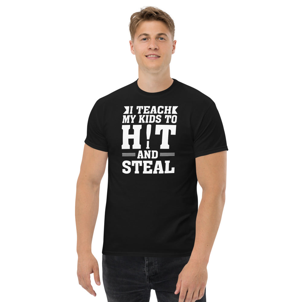 Baseball Tee - I Teach to Hit and Steal Men's heavyweight tee-Shirts & Tops-PureDesignTees