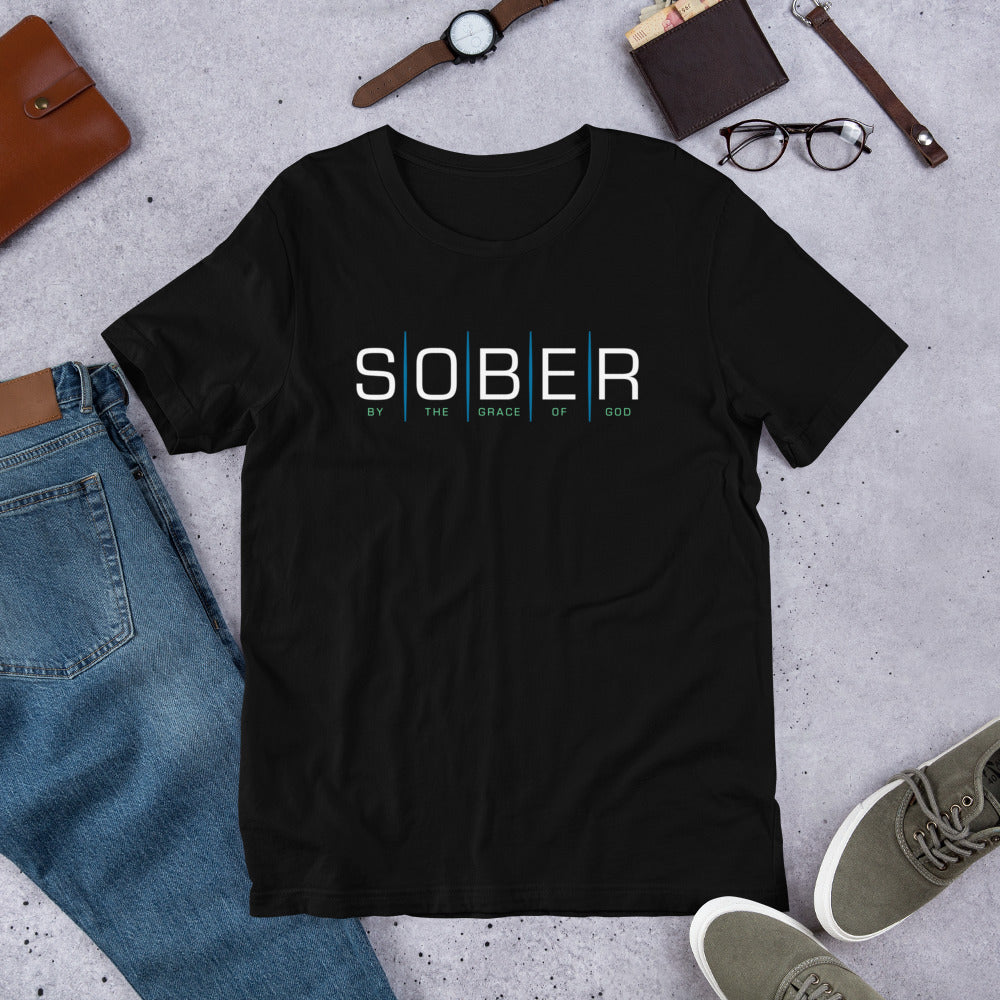 Sober By the Grace of God Short-Sleeve Unisex T-Shirt-t-shirt-PureDesignTees