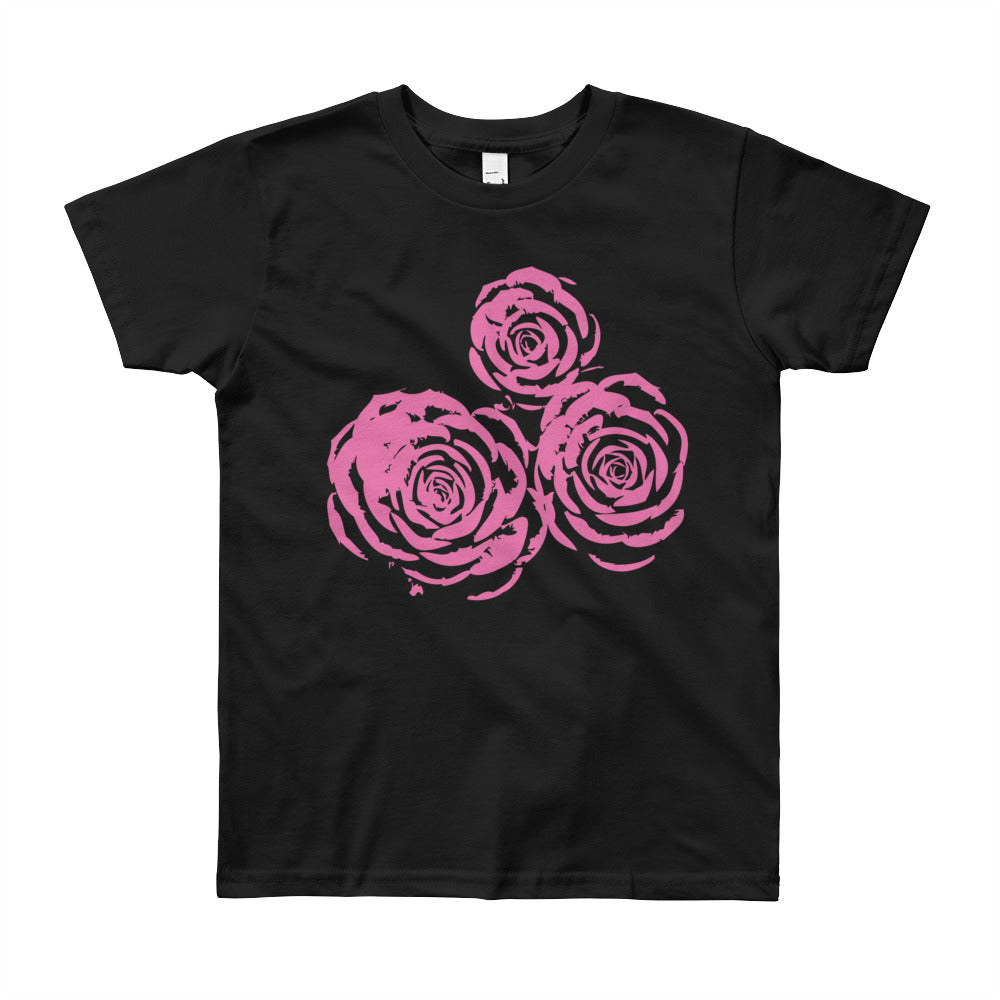 Pink Roses Drawing Youth Short Sleeve T-Shirt-T-Shirt-PureDesignTees