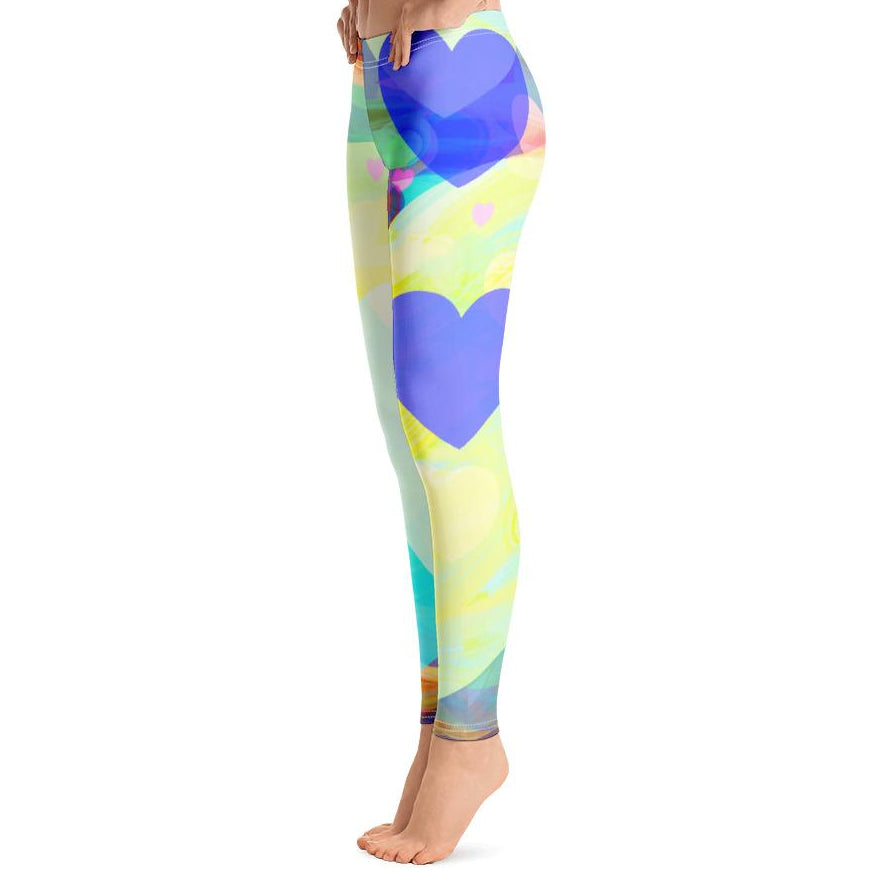 Bright Hearts All-Over Print Leggings-leggings-PureDesignTees