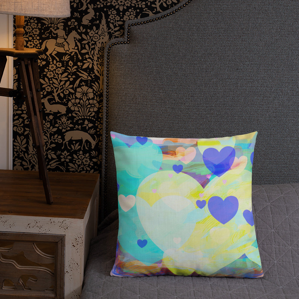 Bright Hearts All-Over Print Premium Pillow Case w/ stuffing-Premium Throw Pillow-PureDesignTees