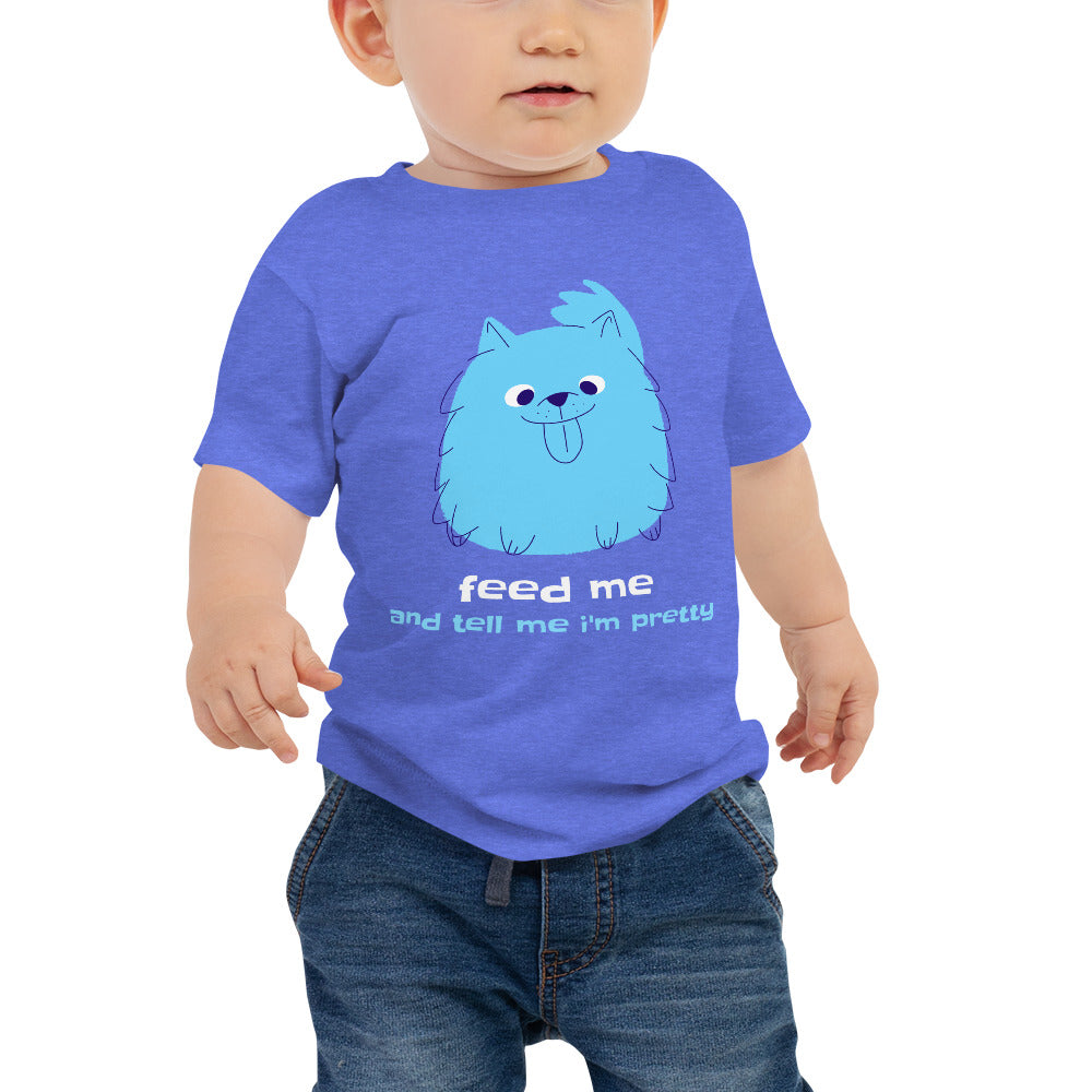 Feed Me and Tell Me I'm Pretty Baby Jersey Short Sleeve Tee-baby t-shirt-PureDesignTees
