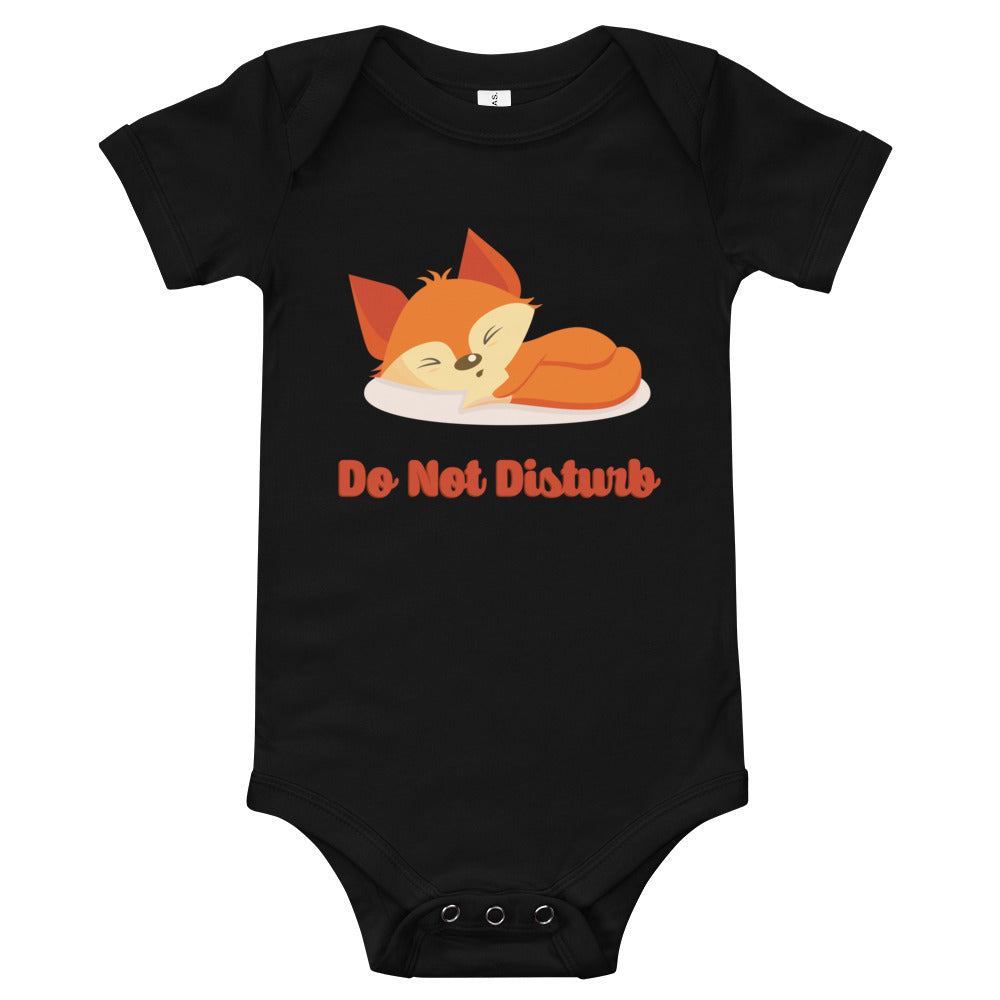 Sleeping Fox Do Not Disturb Baby Bodysuit-Baby Bodysuit-PureDesignTees