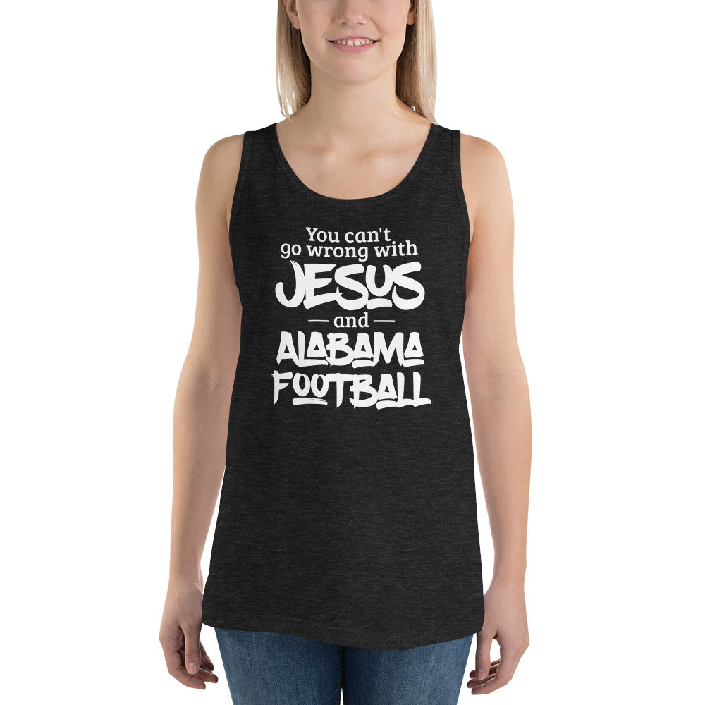 You Can't Go Wrong with Jesus and Alabama Football Unisex Tank Top-Tank Top-PureDesignTees