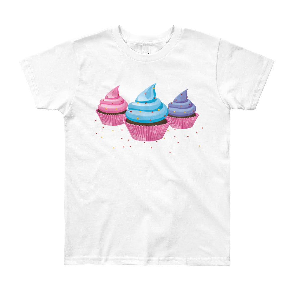3 Yummy Cupcakes Youth Short Sleeve T-Shirt-T-Shirt-PureDesignTees