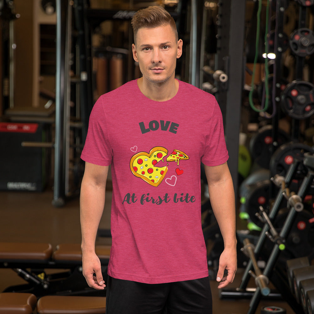 Love at First Bite Pizza Lover Short-Sleeve Unisex T-Shirt-T-Shirt-PureDesignTees