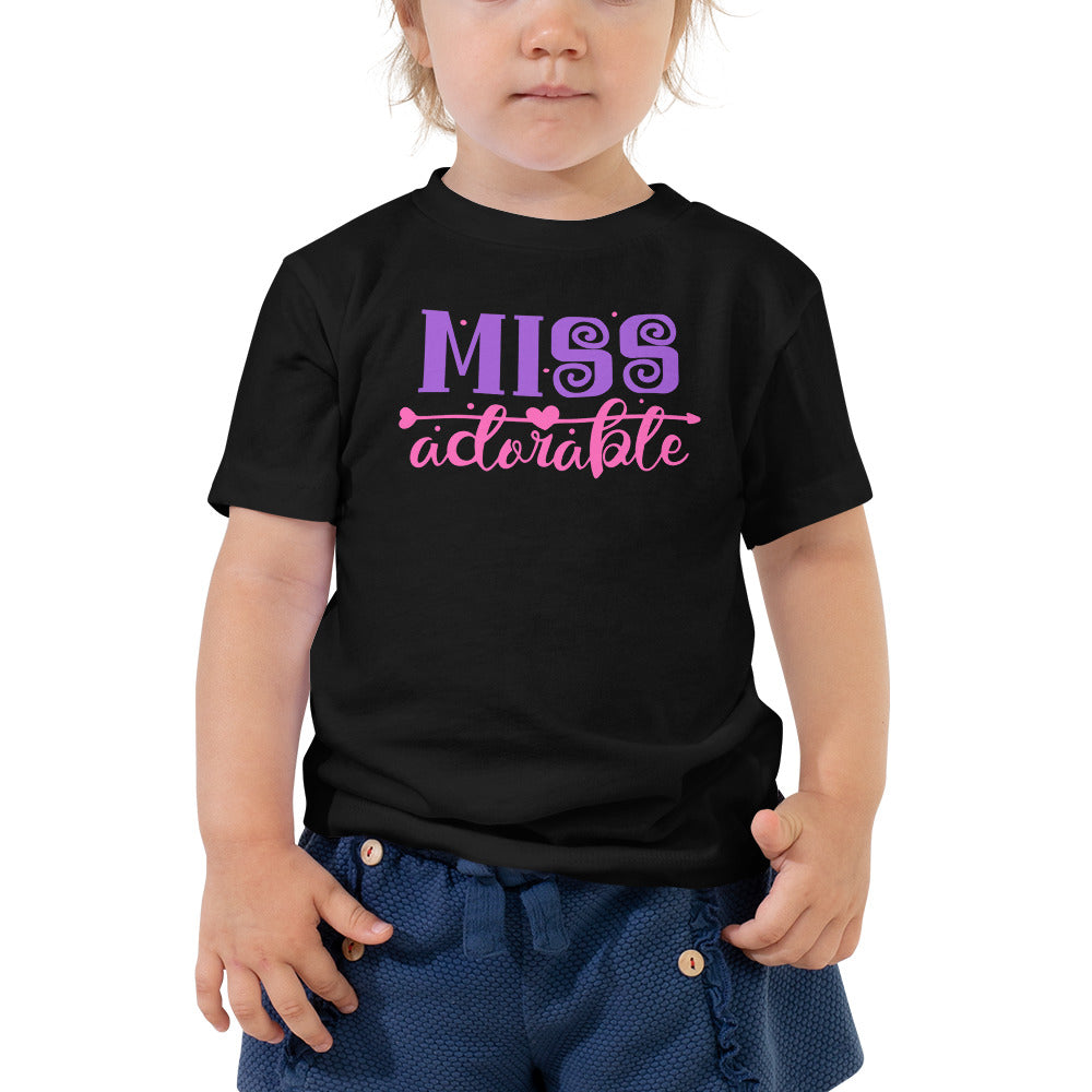Miss Adorable Toddler Short Sleeve Tee-Toddler T-shirt-PureDesignTees
