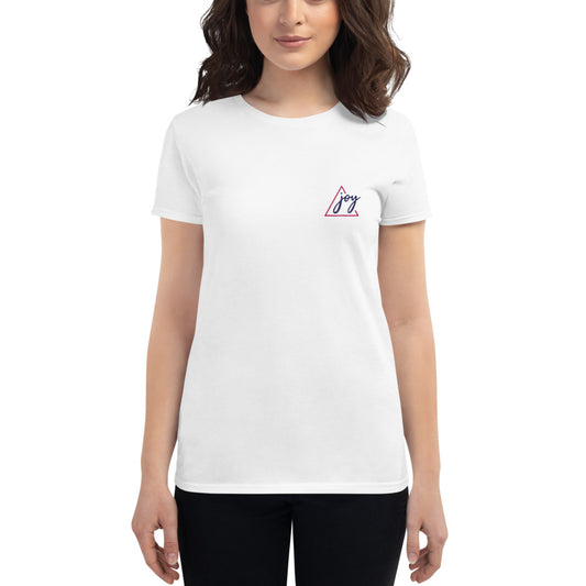 Joy Embroidered Women's short sleeve t-shirt-embroidered t-shirt-PureDesignTees