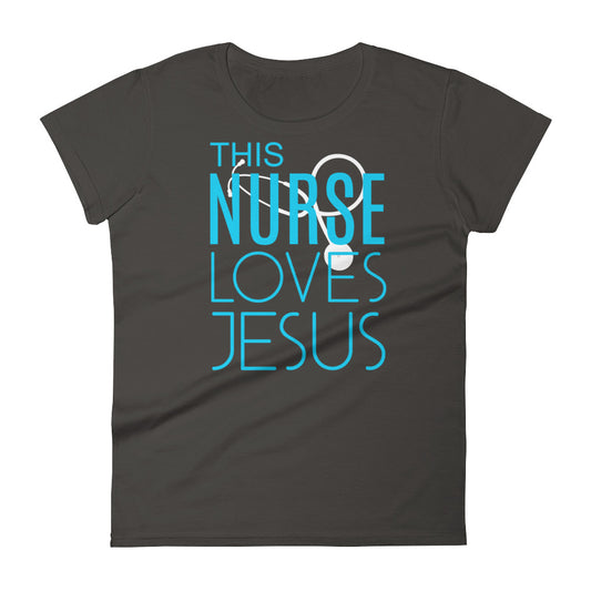 This Nurse Loves Jesus Women's short sleeve t-shirt-T-Shirt-PureDesignTees