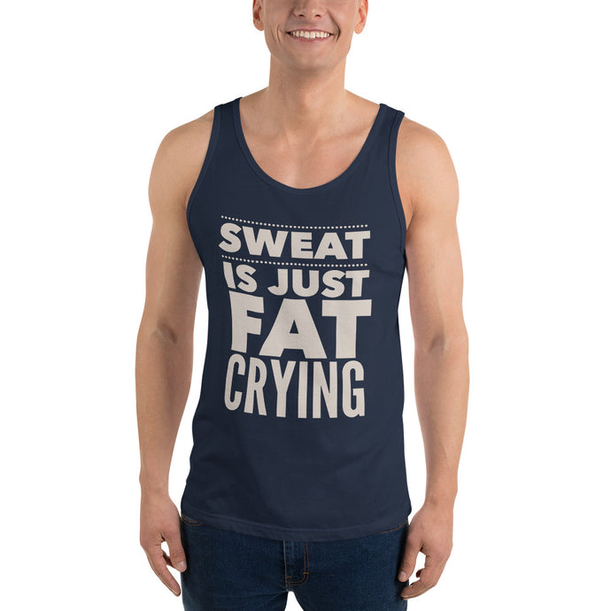 Sweat is Just Fat Crying Unisex Tank Top-unisex tank top-PureDesignTees