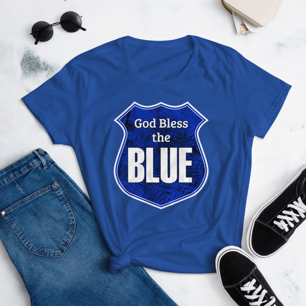 God Bless the Blue Women's short sleeve t-shirt-Women's short sleeve t-shirt-PureDesignTees