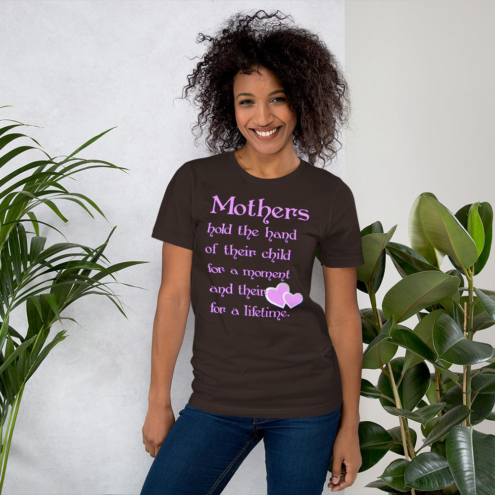 Mothers Hold the Hand Unisex Short Sleeve Jersey T-Shirt with Tear Away Label-PureDesignTees