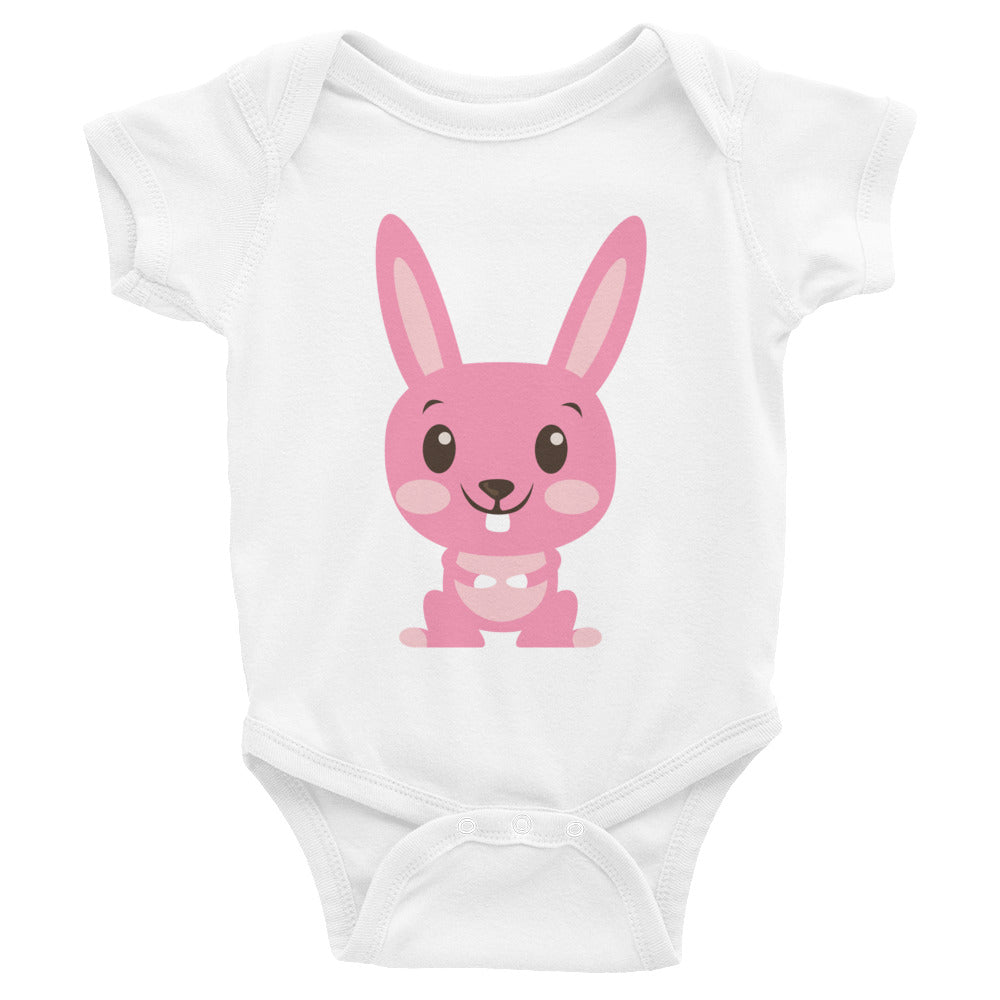 Cute Pink Bunny Infant Bodysuit-Onesie-PureDesignTees