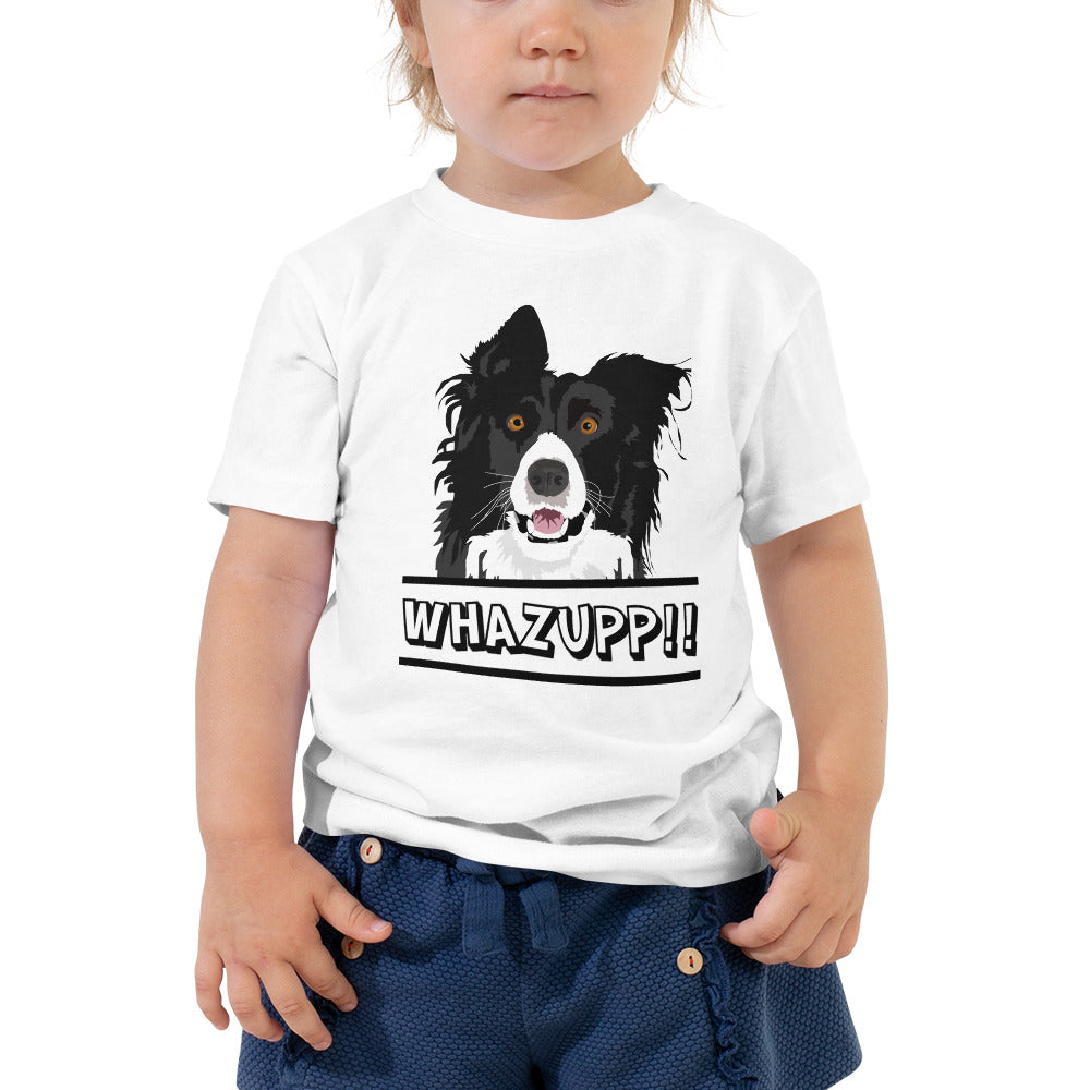 Dog Says Whazupp!! Toddler Short Sleeve Tee-Toddler T-shirt-PureDesignTees