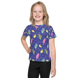 Ice Cream Pattern on Blue Kids T-Shirt-Kids T-shirt-PureDesignTees