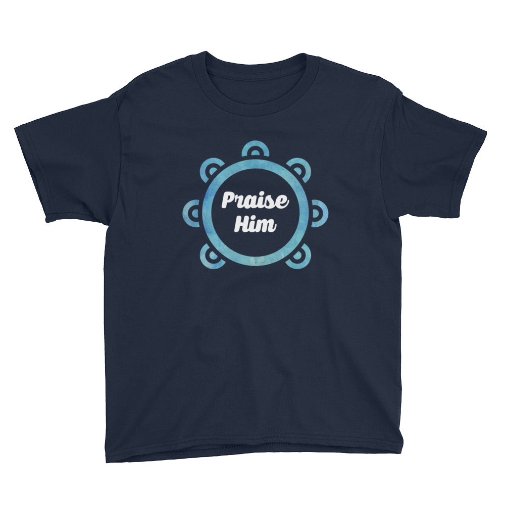 Praise Him with Tambourine Youth Short Sleeve T-Shirt-t-shirt-PureDesignTees