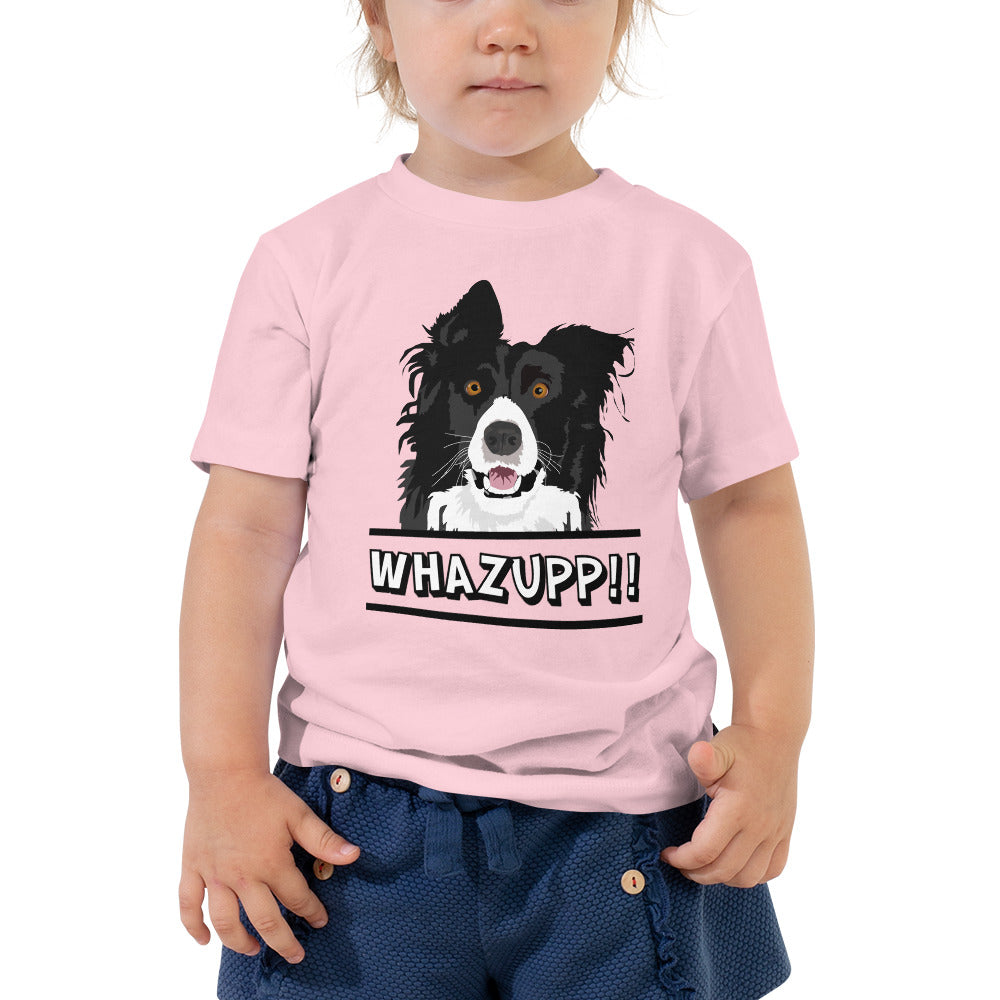 Dog Says Whazupp!! Toddler Short Sleeve Tee-Toddler T-shirt-PureDesignTees