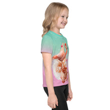 Load image into Gallery viewer, Gradient with Flamingo Kids T-Shirt-all over print kids t-shirt-PureDesignTees