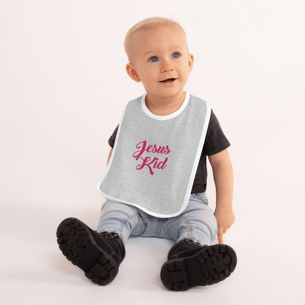 Jesus Kid Embroidered Baby Bib-Baby Bib-PureDesignTees