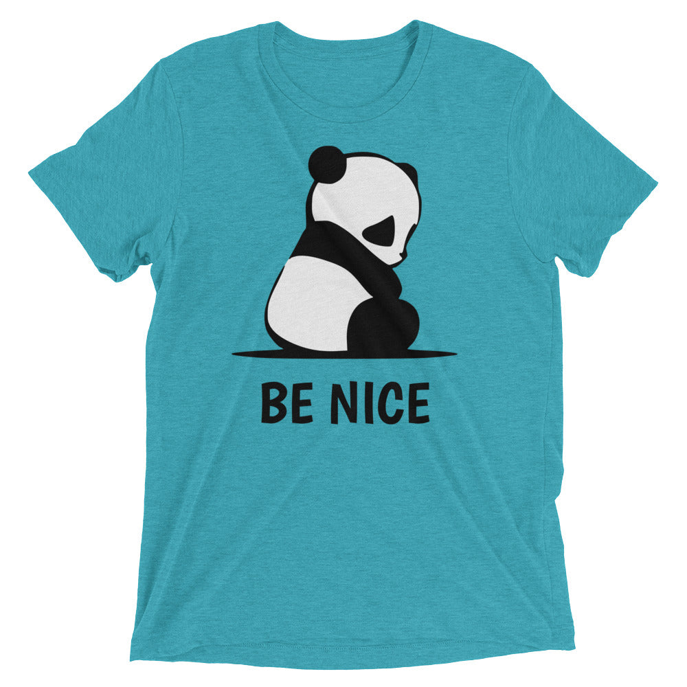 Super Cute Panda Be Nice Short sleeve Tri-blend t-shirt-T-Shirt-PureDesignTees