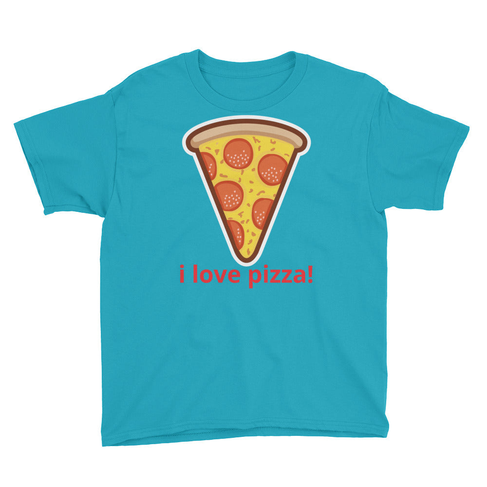 i love pizza Youth Short Sleeve T-Shirt-PureDesignTees
