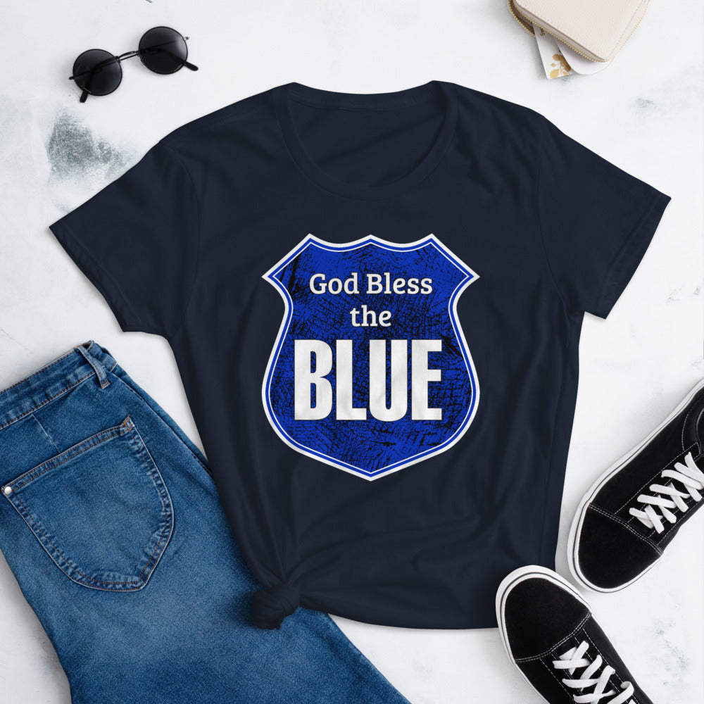 God Bless the Blue Women's short sleeve t-shirt-Women's short sleeve t-shirt-PureDesignTees