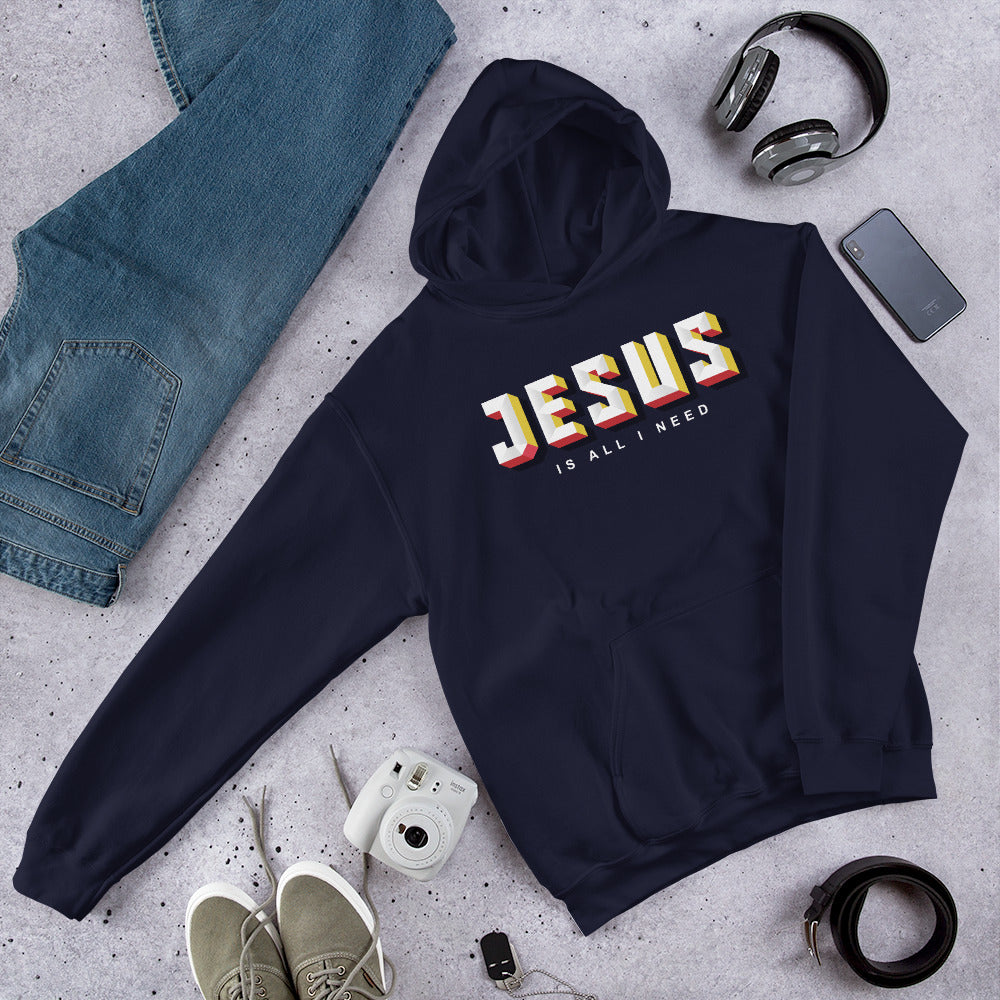 Jesus is All I Need Hooded Sweatshirt-Hoodie-PureDesignTees