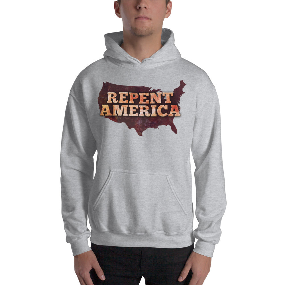 Repent America Hooded Sweatshirt-Sweatshirt-PureDesignTees