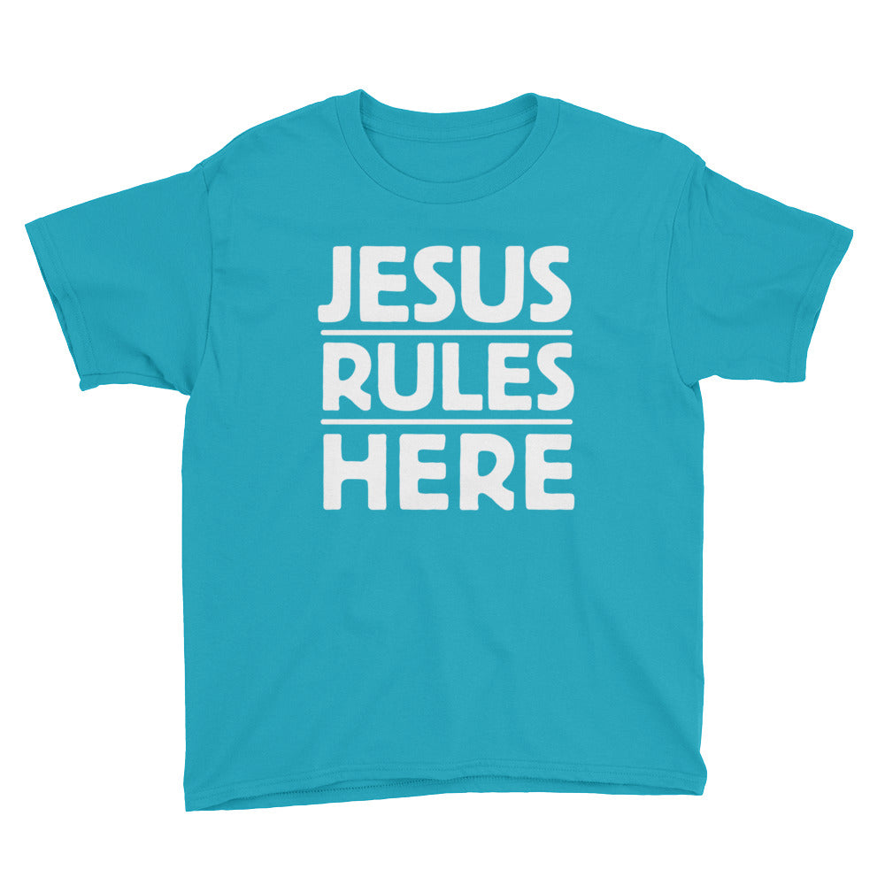 Jesus Rules Here Youth Short Sleeve T-Shirt-T-Shirt-PureDesignTees